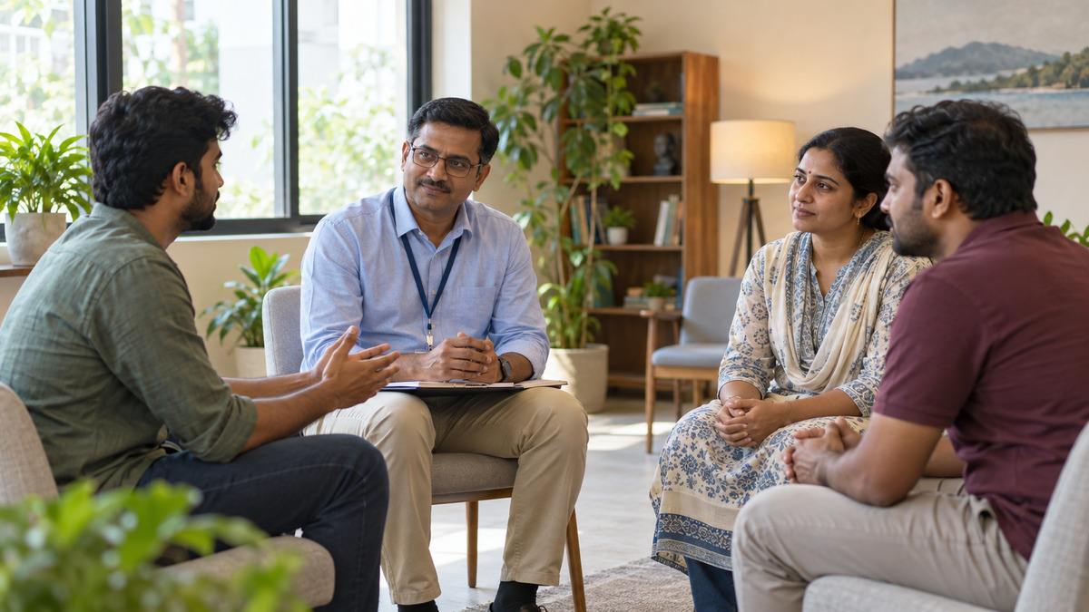 Quiet recovery space at the drug de addiction centre in Chennai